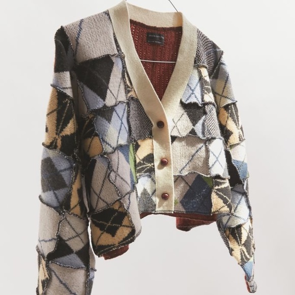 Urban Outfitters Sweaters - Urban Outfitters Arden Patchwork Argyle Cardigan